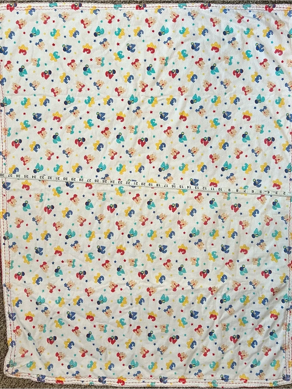 Vintage 90s Flannel Baby Blanket Circus Bears Numbers 1 2 3